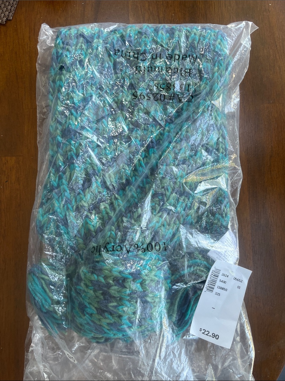 Chunky Knit Scarf in Teal & Aqua